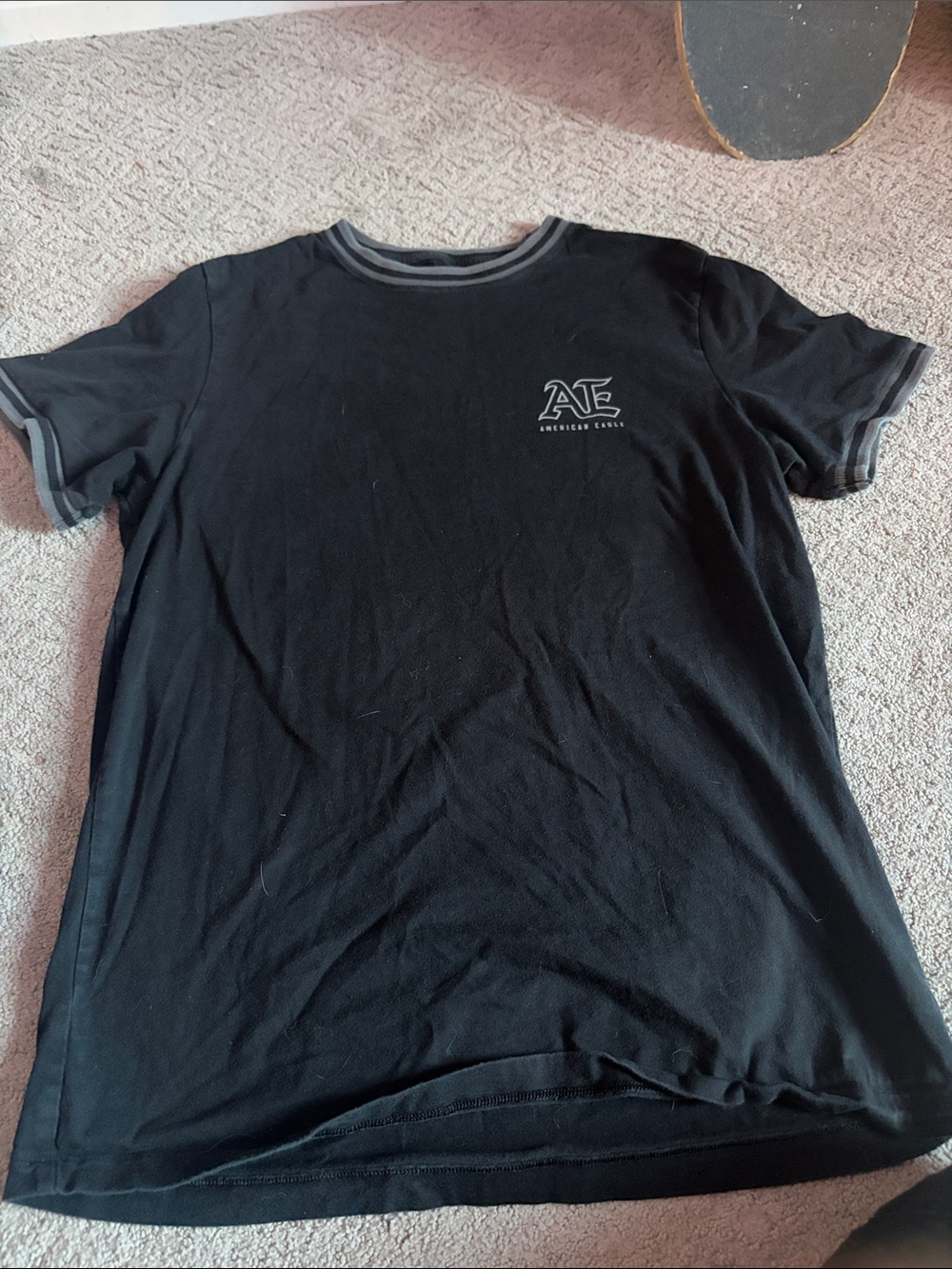 American Eagle Outfitters Black Tee with Gray Trim - Men's Casual Shirt